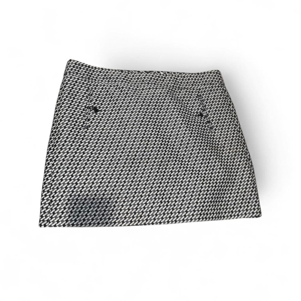 LOFT Black and White Patterned Mini Skirt